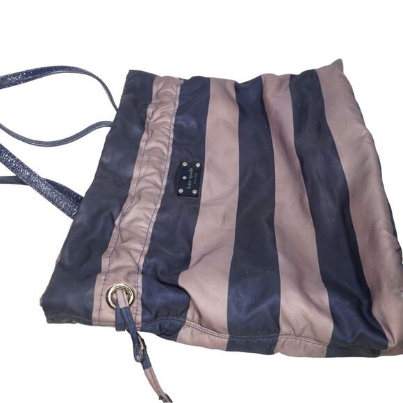 Kate Spade Sateen Striped Shoulder Bag with Drawstring Closure - Picture 4 of 12